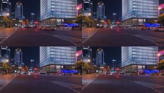 上海城市夜景忙碌的车流高清在线视频素材下载