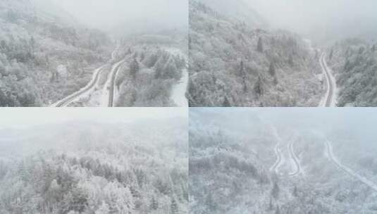 秦岭 雪景 冬天 山航拍高清在线视频素材下载