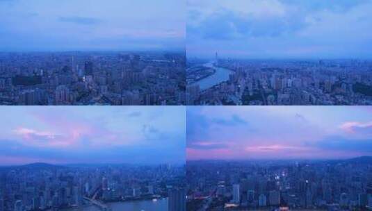 360度环绕航拍广州城市天空夕阳晚霞全景高清在线视频素材下载