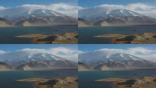 新疆喀拉库勒湖慕士塔格峰雪山风光高清在线视频素材下载