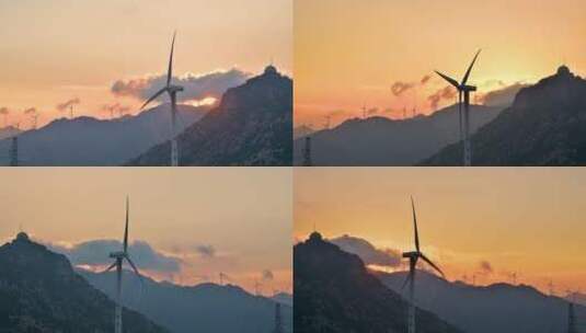 山上日落与风车高清在线视频素材下载