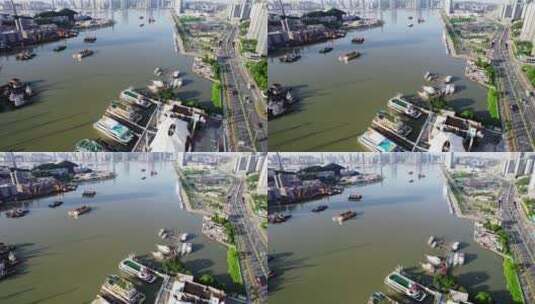 珠海澳门城市天际线航拍高清在线视频素材下载