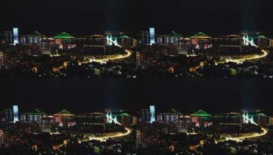 湖北宜昌城市夜景灯光航拍高清在线视频素材下载