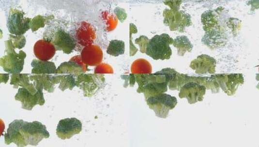 新鲜的蔬菜掉入水中高清在线视频素材下载