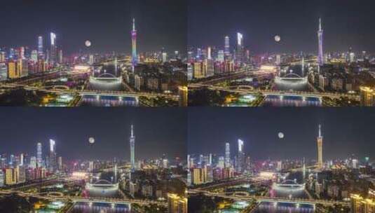 城市月亮升起延时高清在线视频素材下载