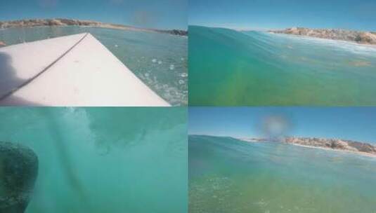 夏日海边冲浪第一视角高清在线视频素材下载