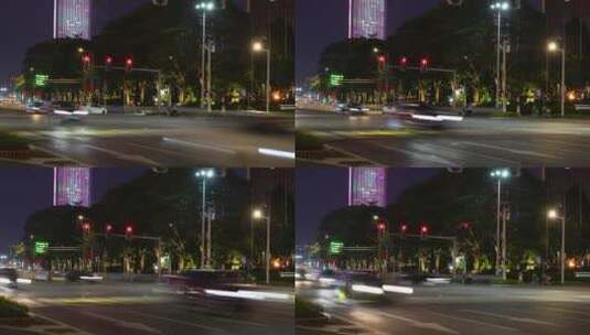 城市夜晚街景车流高清在线视频素材下载