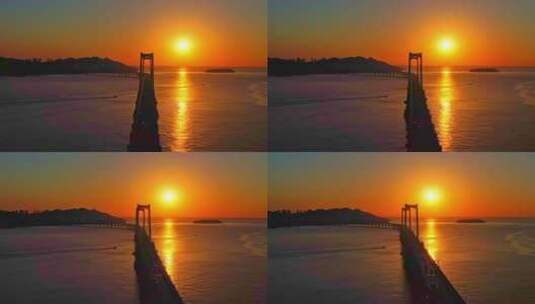 跨海大桥日出航拍高清在线视频素材下载