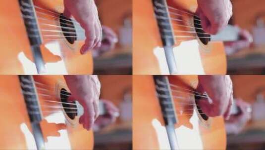 弹吉他的人的手高清在线视频素材下载