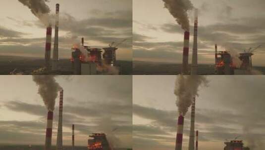 发电厂化工厂烟囱排出烟雾高清在线视频素材下载