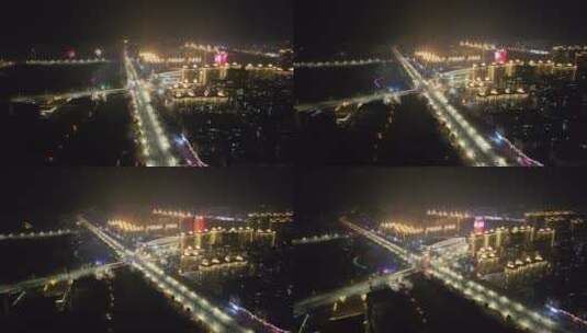 中国北方城市元旦跨年新年春节烟花夜景航拍高清在线视频素材下载