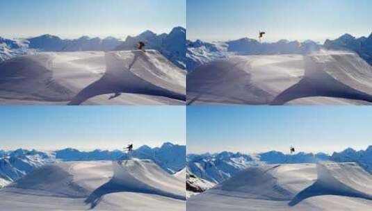 自由式滑雪者跳起特技高清在线视频素材下载