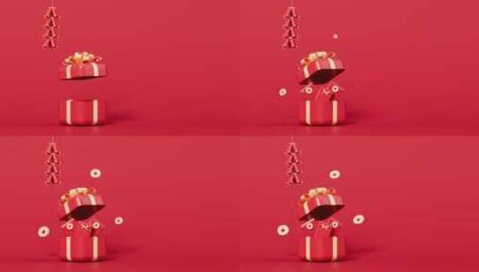 过年红包与礼物场景3D渲染高清在线视频素材下载