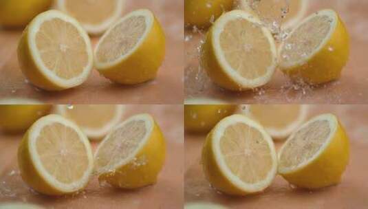 柠檬慢镜头特写高清在线视频素材下载