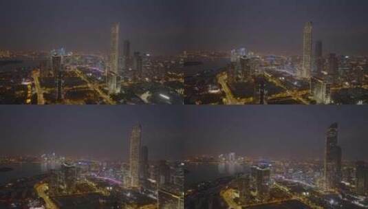 航拍苏州国际金融中心大楼夜景高清在线视频素材下载