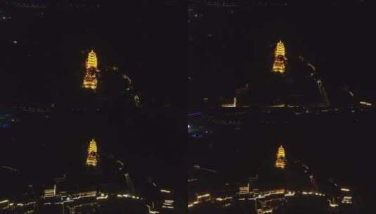 重庆夜景航拍俯视寺拉出带全景高清在线视频素材下载