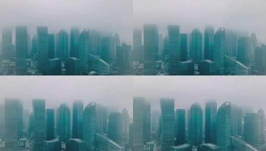雾中的上海风光高清在线视频素材下载