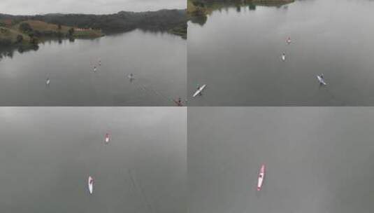 航拍水面上桨板运动sup高清在线视频素材下载