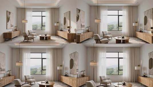 现代简约风格客厅室内场景高清在线视频素材下载