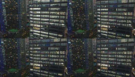 城市办公楼夜景航拍高清在线视频素材下载