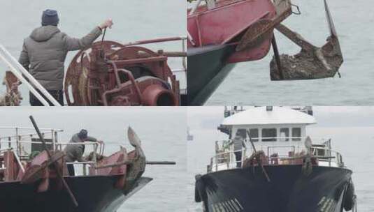 4kl1渔民收缆绳出海捕鱼高清在线视频素材下载