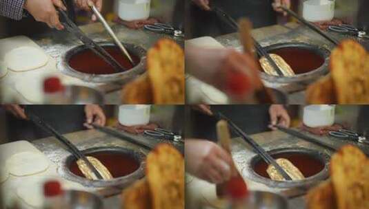 美食小吃烧饼制作高清在线视频素材下载