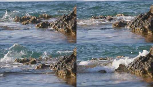 海浪 浪花 大海 礁石   浪花拍打礁石 大海高清在线视频素材下载