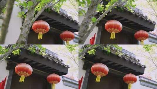 传统建筑门口的红灯笼高清在线视频素材下载