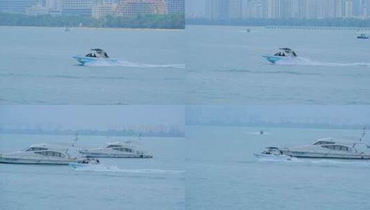 海面的快艇高速航行高清在线视频素材下载