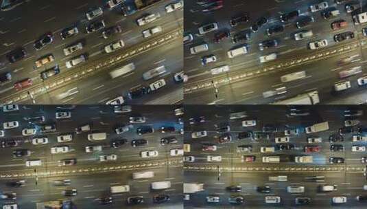 俯瞰高峰期公路上拥堵的车流高清在线视频素材下载