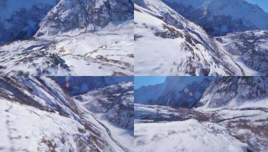 穿越机飞越雪山峡谷山川高清在线视频素材下载