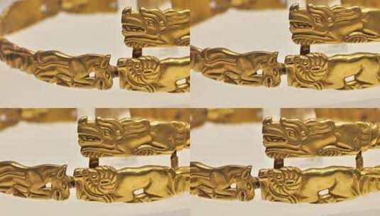 内蒙古博物院镇馆之宝鹰顶金冠饰底座高清在线视频素材下载
