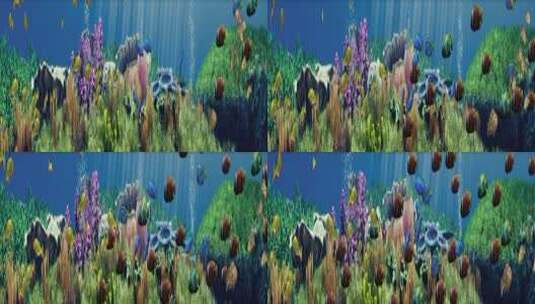 三维海底世界鱼群珊瑚唯美高清在线视频素材下载