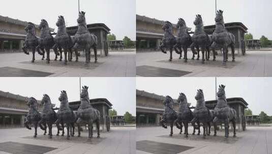 济南西站广场马雕塑高清在线视频素材下载