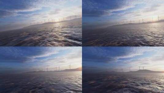 海上风力发电电网高清在线视频素材下载
