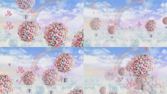 浪漫天空热气球背景视频高清在线视频素材下载