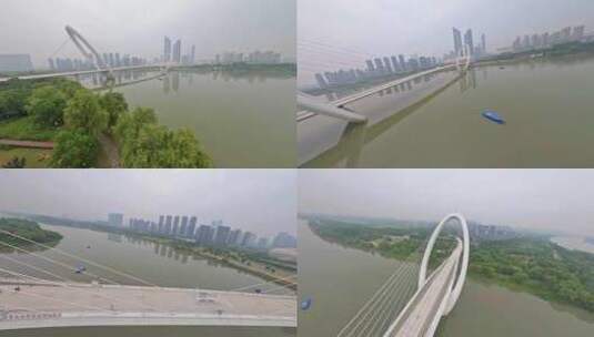 穿越机航拍南京之眼江心洲高清在线视频素材下载