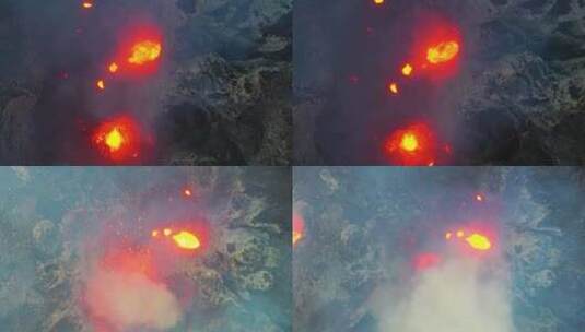 日落时火山喷发的熔岩高清在线视频素材下载