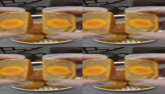 广式月饼蛋黄冬翅月饼高清在线视频素材下载