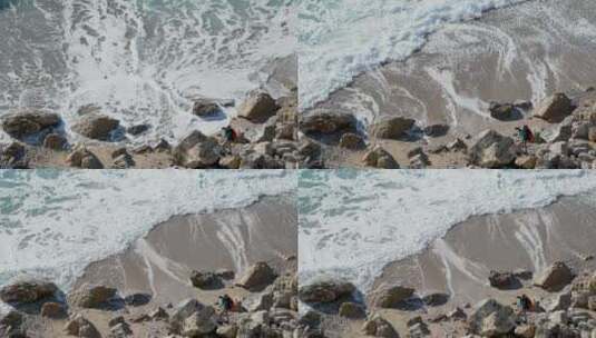 海浪冲刷这岩石高清在线视频素材下载