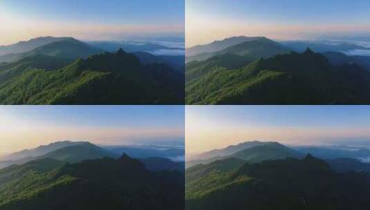 秦岭山峰森林山峦晚霞朝霞日出山脉大山高清在线视频素材下载