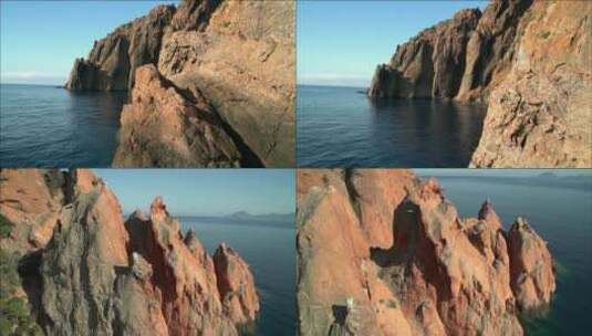 红色岩石海边悬崖高清在线视频素材下载