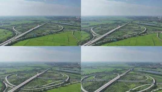 湖北省黄梅县高速公路互通立交航拍高清在线视频素材下载