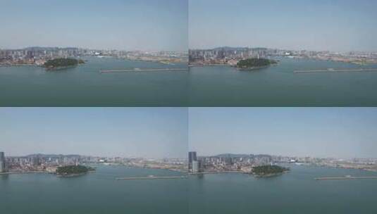 山东烟台城市风光海滨城市建设航拍高清在线视频素材下载
