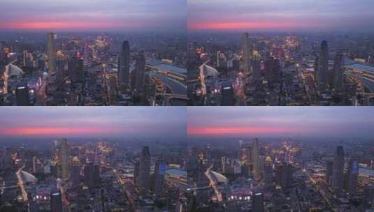 天津城市夕阳全景航拍高清在线视频素材下载