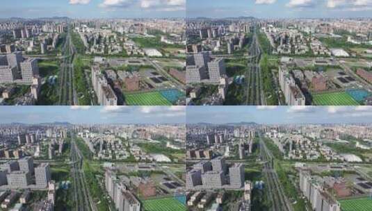 中国杭州留石高架路繁忙城市航拍高清在线视频素材下载