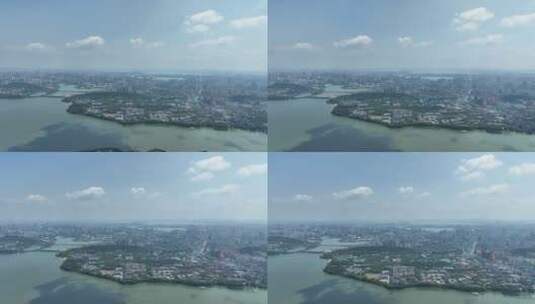 武汉东湖风景区航拍城市湖泊风景建筑风光高清在线视频素材下载
