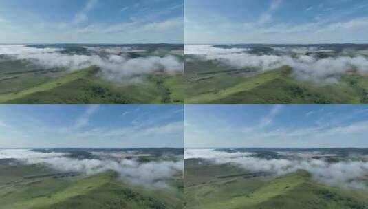 绿色山野晨雾缭绕高清在线视频素材下载
