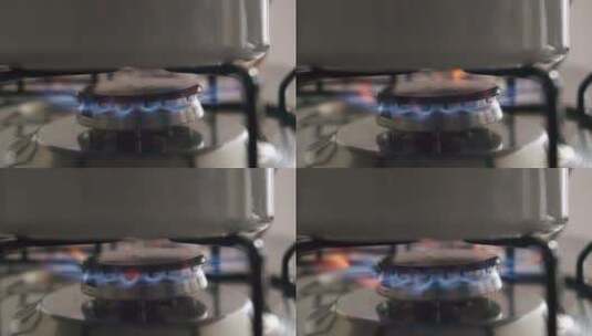 燃气灶的蓝色火焰高清在线视频素材下载