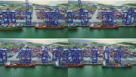 海南儋州市洋浦港航拍集装箱运输物流自贸港高清在线视频素材下载